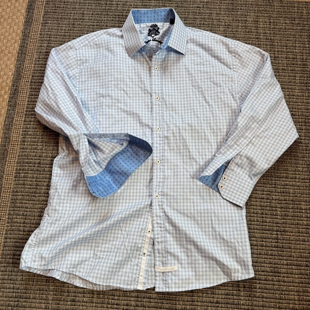 English Laundry Blue and White Striped Dress Shirt Timeless Style